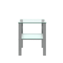 Load image into Gallery viewer, Glass two layer tea table, small round table, bedroom corner table, living room grey side table
