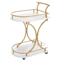 Load image into Gallery viewer, 2-Tier Bar Cart, Mobile Bar Serving Cart, Industrial Style Wine Cart for Kitchen, Beverage Cart with Wine Rack and Glass Holder, Rolling Drink Trolley for Living Room
