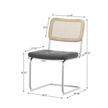 Load image into Gallery viewer, Set of 2, Leather Dining Chair with High-Density Sponge, Rattan Chair for Dining room, Living room, Bedroom, Gray
