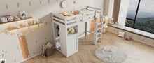 Load image into Gallery viewer, Twin Loft Bed with Wardrobe, Storage Shelves and Ladder, White
