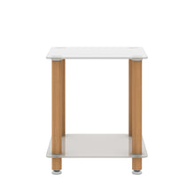 Load image into Gallery viewer, 2-Piece White+Oak Side Table , 2-Tier Space End Table ,Modern Night Stand, Sofa table, Side Table with Storage Shelve
