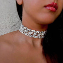 Load image into Gallery viewer, Luxury Diamond Crystal Rhinestone Pendant Choker Collar Gold Silver Chain Necklace Women Wedding Jewelry
