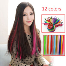 Load image into Gallery viewer, Women 22" Clip On In Colorful Straight Synthetic Hair Toupee Highlight Hair Extension Hair Pieces

