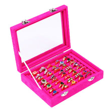Load image into Gallery viewer, New Velvet Glass Jewelry Box Ring Earring Display Organizer Holder Storage Show Case
