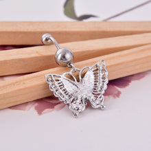 Load image into Gallery viewer, Fashion Colorful Crystal Rhinestone Butterfly Navel Ring Belly Button Bar Body Piercing Jewelry
