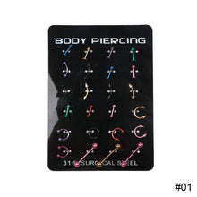Load image into Gallery viewer, 24Pcs/Set Surgical Stainless Bar Cartilage Eyebrow Nipple Nose Tongue Ear Ring Body Piercing Jewelry
