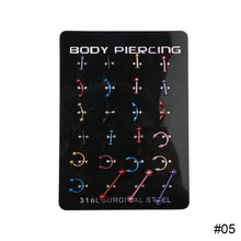 Load image into Gallery viewer, 24Pcs/Set Surgical Stainless Bar Cartilage Eyebrow Nipple Nose Tongue Ear Ring Body Piercing Jewelry
