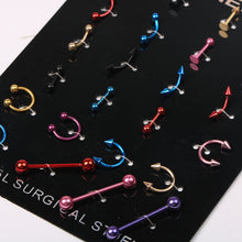 Load image into Gallery viewer, 24Pcs/Set Surgical Stainless Bar Cartilage Eyebrow Nipple Nose Tongue Ear Ring Body Piercing Jewelry
