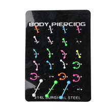 Load image into Gallery viewer, 24Pcs/Set Surgical Stainless Bar Cartilage Eyebrow Nipple Nose Tongue Ear Ring Body Piercing Jewelry

