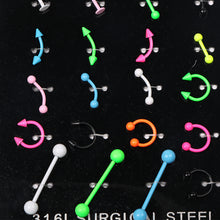 Load image into Gallery viewer, 24Pcs/Set Surgical Stainless Bar Cartilage Eyebrow Nipple Nose Tongue Ear Ring Body Piercing Jewelry
