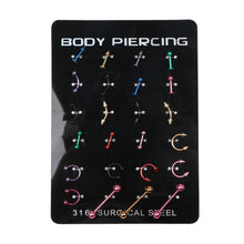 Load image into Gallery viewer, 24Pcs/Set Surgical Stainless Bar Cartilage Eyebrow Nipple Nose Tongue Ear Ring Body Piercing Jewelry
