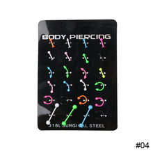 Load image into Gallery viewer, 24Pcs/Set Surgical Stainless Bar Cartilage Eyebrow Nipple Nose Tongue Ear Ring Body Piercing Jewelry
