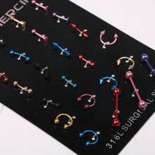 Load image into Gallery viewer, 24Pcs/Set Surgical Stainless Bar Cartilage Eyebrow Nipple Nose Tongue Ear Ring Body Piercing Jewelry
