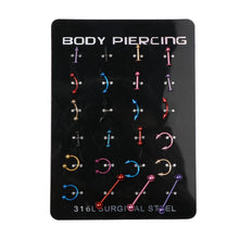 Load image into Gallery viewer, 24Pcs/Set Surgical Stainless Bar Cartilage Eyebrow Nipple Nose Tongue Ear Ring Body Piercing Jewelry
