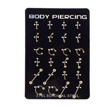 Load image into Gallery viewer, 24Pcs/Set Surgical Stainless Bar Cartilage Eyebrow Nipple Nose Tongue Ear Ring Body Piercing Jewelry
