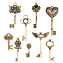 Load image into Gallery viewer, 69Pcs Antique Vintage Bronze Skeleton Key Charms Set DIY Necklace Pendant Jewelry Handmade Making
