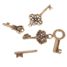 Load image into Gallery viewer, 69Pcs Antique Vintage Bronze Skeleton Key Charms Set DIY Necklace Pendant Jewelry Handmade Making
