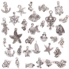 Load image into Gallery viewer, 100 Pcs/Set Lots Tibetan Silver Mixed Styles Sea Animals Charm Pendants DIY Jewelry for Necklace Bracelet Craft Findings
