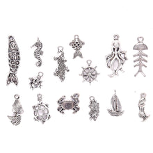 Load image into Gallery viewer, 100 Pcs/Set Lots Tibetan Silver Mixed Styles Sea Animals Charm Pendants DIY Jewelry for Necklace Bracelet Craft Findings
