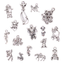 Load image into Gallery viewer, 100 Pcs/Set Lots Tibetan Silver Mixed Animals Styles Charm Pendants DIY Jewelry for Necklace Bracelet Craft Findings
