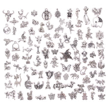 Load image into Gallery viewer, 100 Pcs/Set Lots Tibetan Silver Mixed Animals Styles Charm Pendants DIY Jewelry for Necklace Bracelet Craft Findings
