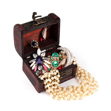 Load image into Gallery viewer, Vintage Jewelry Pearl Necklace Bracelet Gift Box Storage Organizer Wood Case 01
