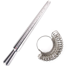 Load image into Gallery viewer, Silver Ring Sizer Stick Gauge Tool Set Metal US Size Standard Mandrel Finger Sizing Measuring Jewelry

