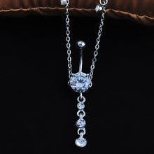 Load image into Gallery viewer, Fashion Rhinestone Crystal Waist Chain Dangle Bar Belly Button Navel Ring Bar Body Piercing Jewelry
