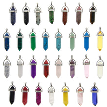 Load image into Gallery viewer, 30 Pcs Bullet Shape Healing Pointed Chakra Gemstone Pendants Quartz Crystal Stone Charm for Necklace Making
