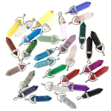 Load image into Gallery viewer, 30 Pcs Bullet Shape Healing Pointed Chakra Gemstone Pendants Quartz Crystal Stone Charm for Necklace Making
