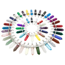 Load image into Gallery viewer, 50 Pcs Bullet Shape Healing Pointed Chakra Gemstone Pendants Quartz Crystal Stone Charm for Necklace Making
