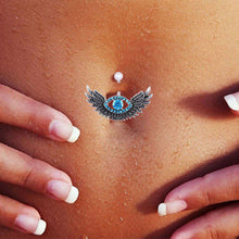 Load image into Gallery viewer, Fashion Angel Wing Belly Navel Button Ring Bar Blue Crystal Eye Stainless Steel Surgical Body Piercing Jewelry
