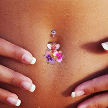 Load image into Gallery viewer, Fashion Gold Enamel Crystal Belly Navel Button Ring Bar Butterfly Medical Steel Surgical Body Piercing Jewelry
