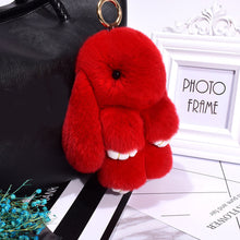 Load image into Gallery viewer, Rabbit Keychain Cute Fluffy Bunny Keychain Faux Rabbit Fur Pompom Key Ring 13cm
