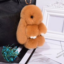 Load image into Gallery viewer, Rabbit Keychain Cute Fluffy Bunny Keychain Faux Rabbit Fur Pompom Key Ring 13cm
