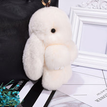 Load image into Gallery viewer, Rabbit Keychain Cute Fluffy Bunny Keychain Faux Rabbit Fur Pompom Key Ring 13cm
