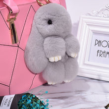 Load image into Gallery viewer, Rabbit Keychain Cute Fluffy Bunny Keychain Faux Rabbit Fur Pompom Key Ring 13cm
