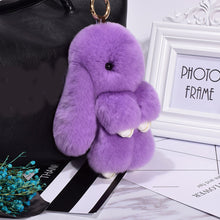 Load image into Gallery viewer, Rabbit Keychain Cute Fluffy Bunny Keychain Faux Rabbit Fur Pompom Key Ring 13cm
