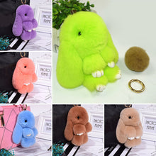 Load image into Gallery viewer, Rabbit Keychain Cute Fluffy Bunny Keychain Faux Rabbit Fur Pompom Key Ring 13cm

