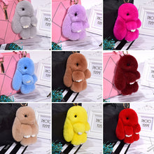 Load image into Gallery viewer, Rabbit Keychain Cute Fluffy Bunny Keychain Faux Rabbit Fur Pompom Key Ring 13cm

