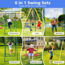 Load image into Gallery viewer, Indoor/Outdoor Metal Swing Set with Safety Belt for Backyard
