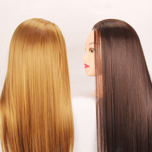 Load image into Gallery viewer, Beauty Salon Hairdressing Practice Head Mannequin Training 60cm Long Brown Gold Hair Tool
