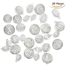 Load image into Gallery viewer, 30 Pieces Silver Plated Spiral Bead Cages Pendants for Jewelry Craft Findings Making 3 Sizes
