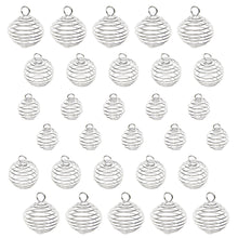 Load image into Gallery viewer, 30 Pieces Silver Plated Spiral Bead Cages Pendants for Jewelry Craft Findings Making 3 Sizes
