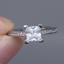 Load image into Gallery viewer, Princess Sterling Silver Natural Gemstones White Bride Wedding Engagement Ring Jewelry Gift
