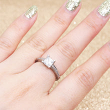 Load image into Gallery viewer, Princess Sterling Silver Natural Gemstones White Bride Wedding Engagement Ring Jewelry Gift
