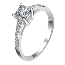 Load image into Gallery viewer, Princess Sterling Silver Natural Gemstones White Bride Wedding Engagement Ring Jewelry Gift
