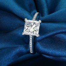Load image into Gallery viewer, Princess Sterling Silver Natural Gemstones White Bride Wedding Engagement Ring Jewelry Gift
