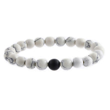 Load image into Gallery viewer, Couples His &amp; Hers Distance 8mm Beads Elastic Bracelet White and Black Natural Stones Jewelry
