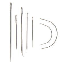 Load image into Gallery viewer, 7 Pieces Sewing Needles with Leather Waxed Thread Cord Drilling Awl and Thimble for Leather Repair
